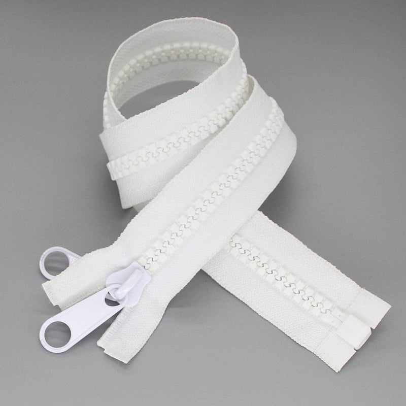 Leekayer #10 Heavy Duty Zippers Separating Large Plastic Zippers White Tape with Double Pull Tab Slider, for Sewing,Sleeping Bag, Boat, Canvas, Cover, Trampoline, Dog Bed,Tent (72" 1pcs) - Image 1
